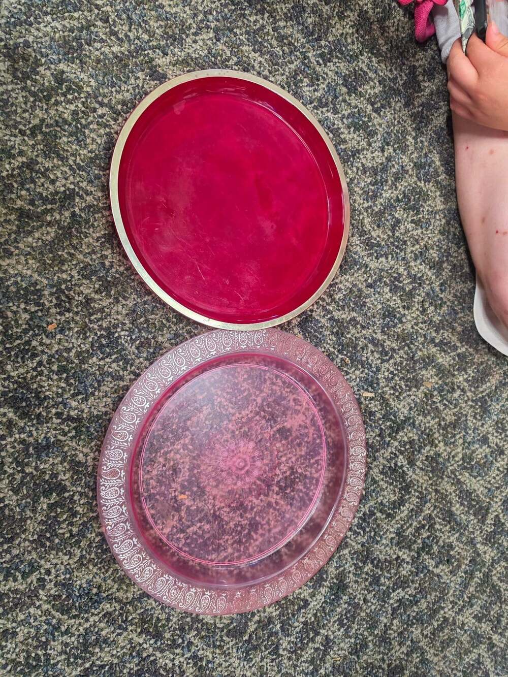 Vintage Pink And Red Serving Tray Set
